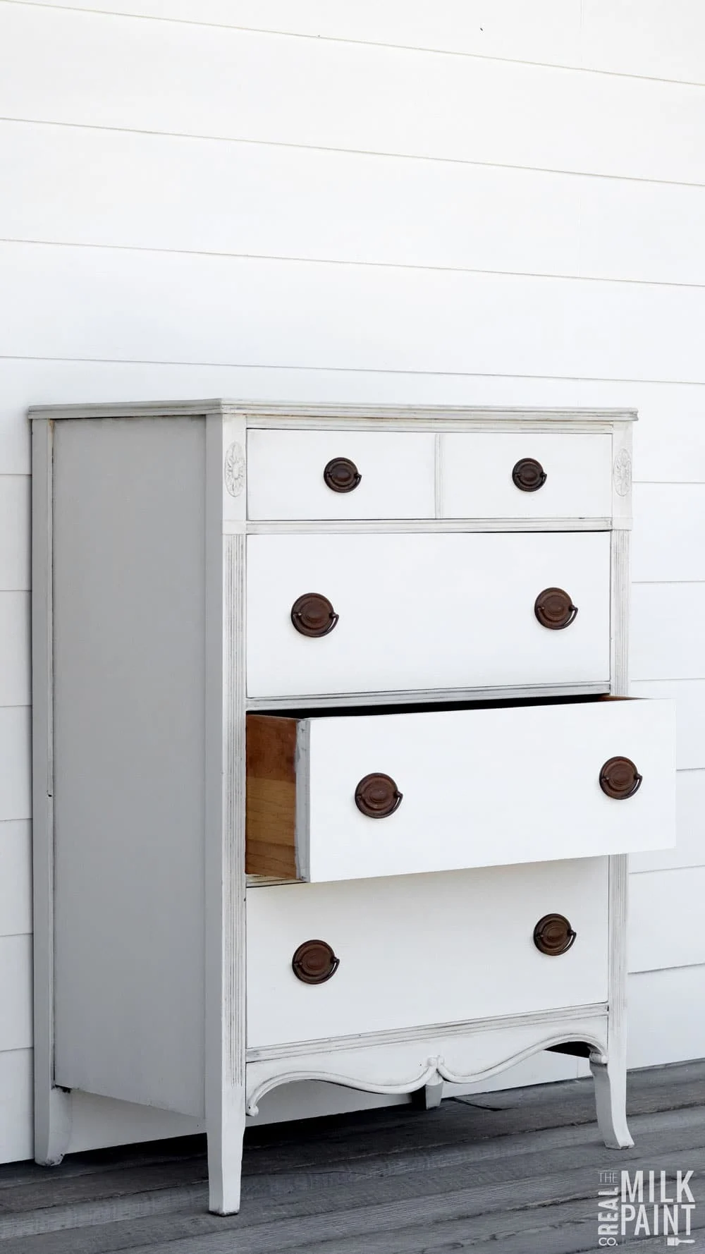 Off white dresser finished with Parchment Real Milk Paint
