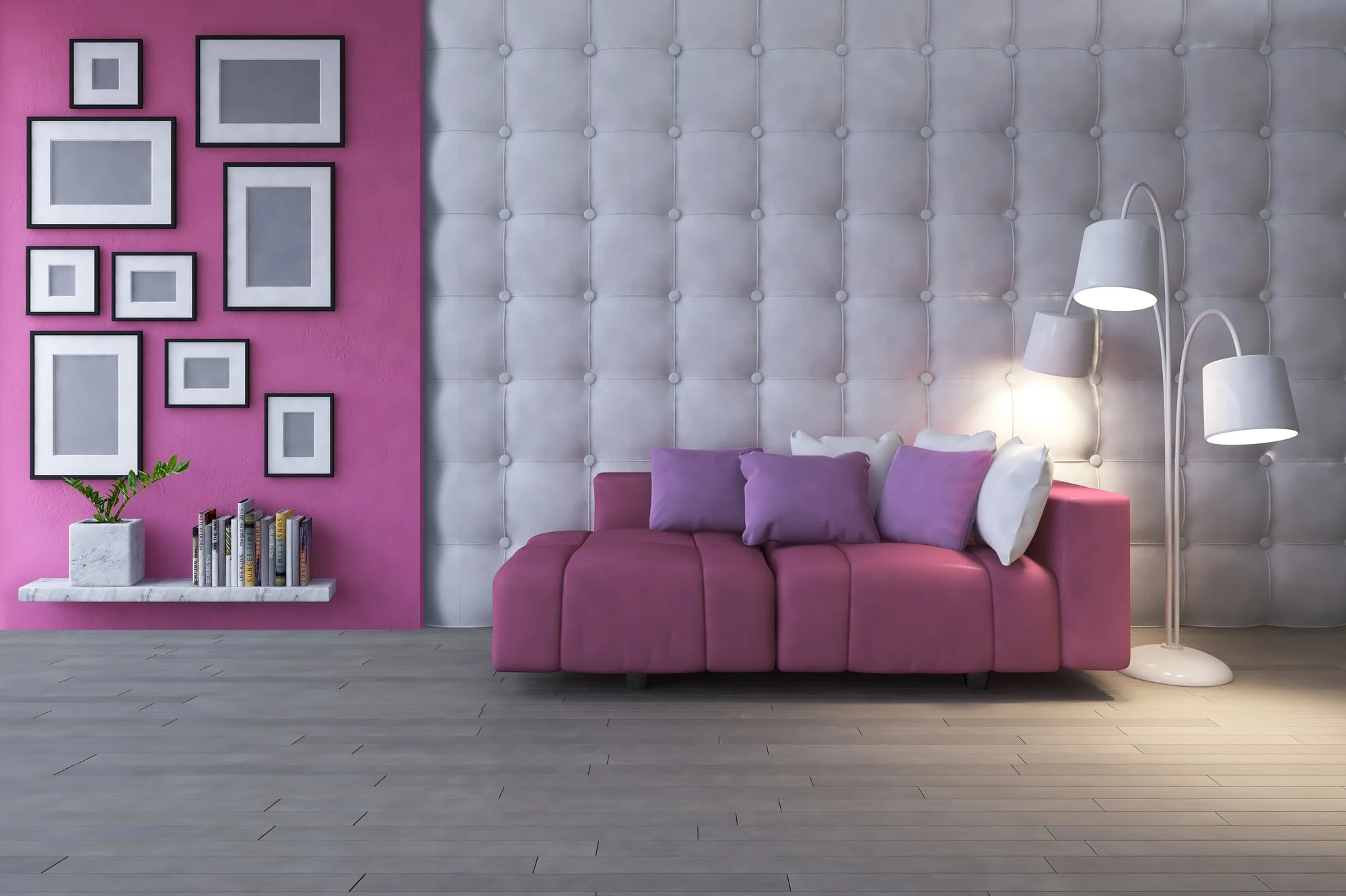 room painted with purple milk paint to create a sense of mystery and intrigue