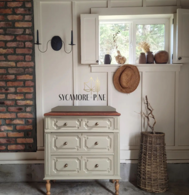 Antique drawers with cream white finish