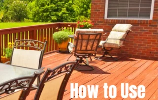 Backyard cedar deck with patio furniture, showing outdoor surface care and finish options using the best oil for cedar wood