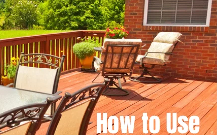 Backyard cedar deck with patio furniture, showing outdoor surface care and finish options using the best oil for cedar wood
