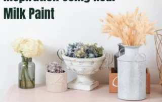 Vintage decorating ideas with a pastel painted dresser, rustic clock, and floral accents