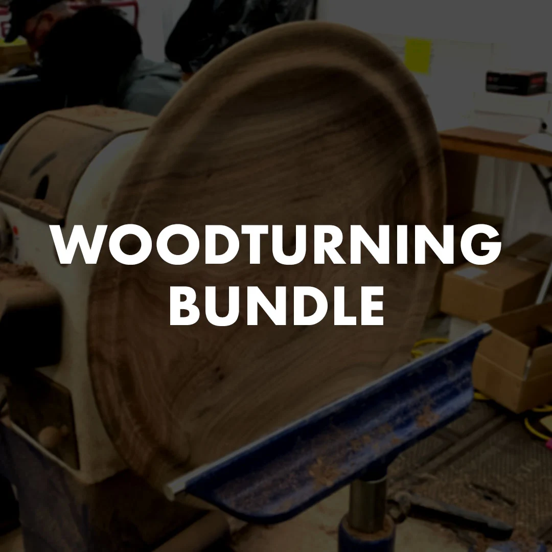 a man doing wood turning using a skew chisel with wood shavings around