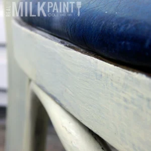 Honeysuckle white paint on DIY furniture, warm soft off-white finish.