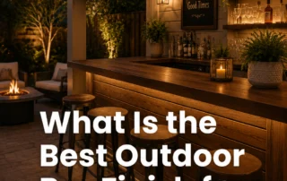 Outdoor bar finish featured image showing an illuminated outdoor bar with cozy evening lighting and modern seating.