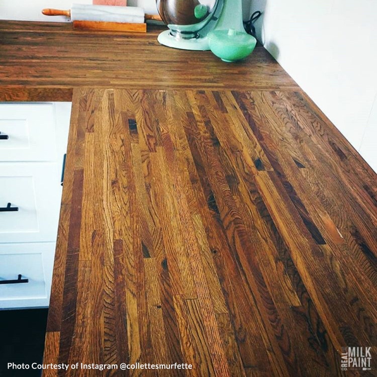 butcher block oil finish on wood countertop