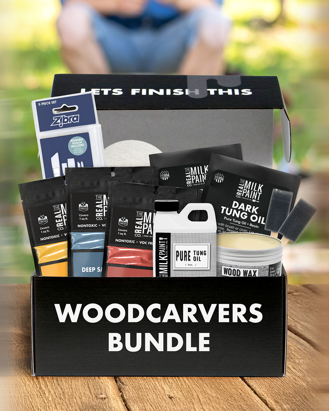 FathersDay_Web_04 Woodcarver’s Gift Box with premium woodcarving tools, supplies, and finishes, perfect as a woodworking gift or gift box for woodcarvers.