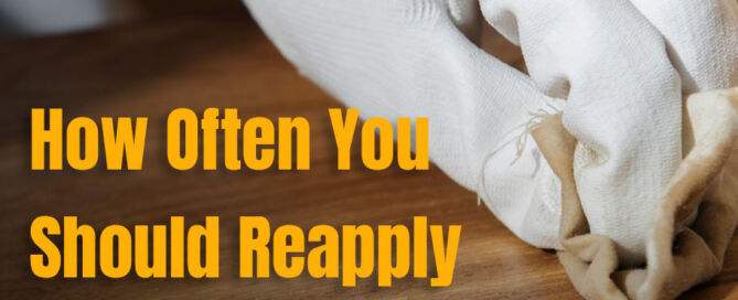 Tradesman sealing a piece of wood with RMP Finishes Co.'s wood wax sealer product