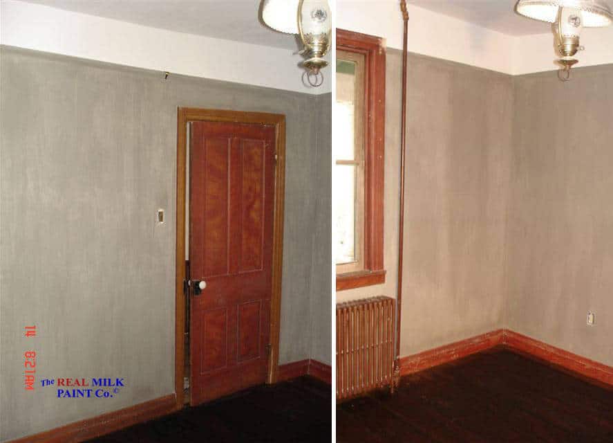 Interior walls after applying traditional milk paint Interior walls after applying traditional milk paint