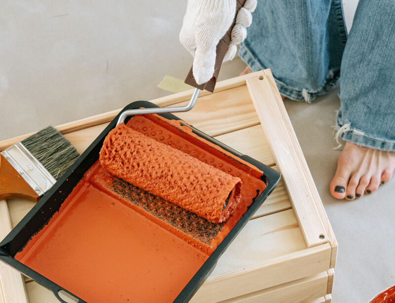 using paint rollers for painting shiplaps