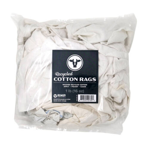 pile of Recycled White Cotton Rags showing various sizes of pre-washed material packed by one pound weight