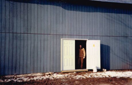 Real Milk Paint Co History Dwayne Siever at Pennsylvania Renovated Blue Barn 1993