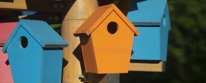 diy colorful wooden birdhouses