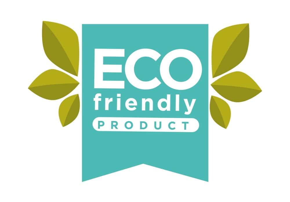 Eco friendly product vector label or isolated icon