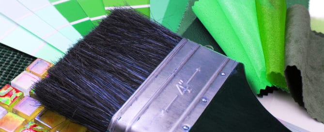 Paint Brush With Green Color Shades and Fabric