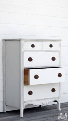 Off white dresser finished with Parchment Real Milk Paint
