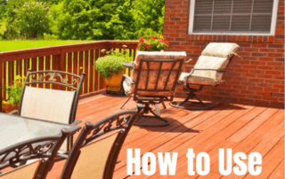Backyard cedar deck with patio furniture, showing outdoor surface care and finish options using the best oil for cedar wood