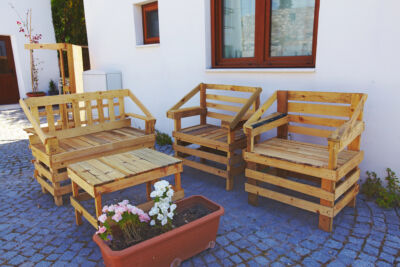 wood garden furniture weatherproofed with Outdoor Defence Oil from RMP Finishes Co.